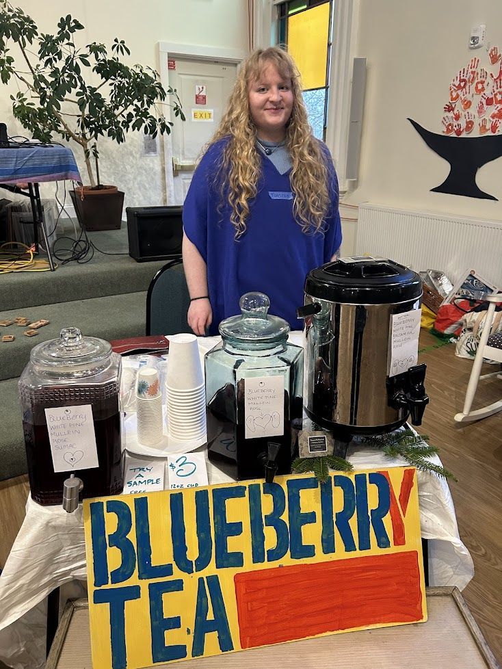 A Wild Blueberry Collective tea fundraiser table